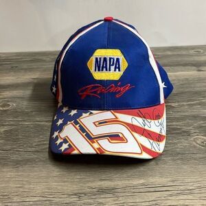 Vintage NAPA NASCAR Baseball Cap American Flag 15 Strapback.Signed Jeff Hammond​